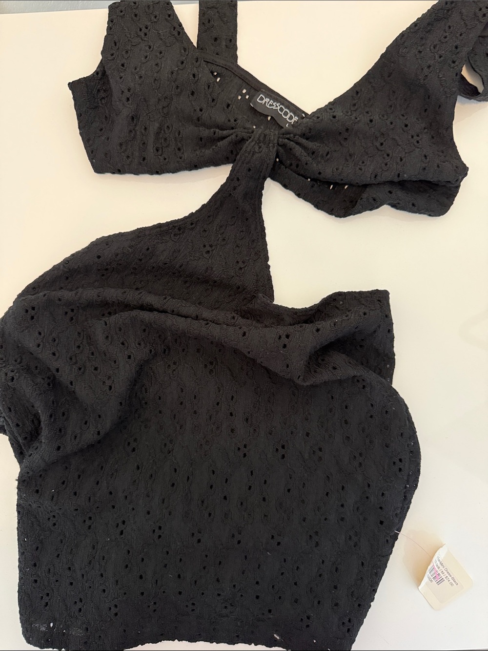 Textured Black Knit Cutout Top